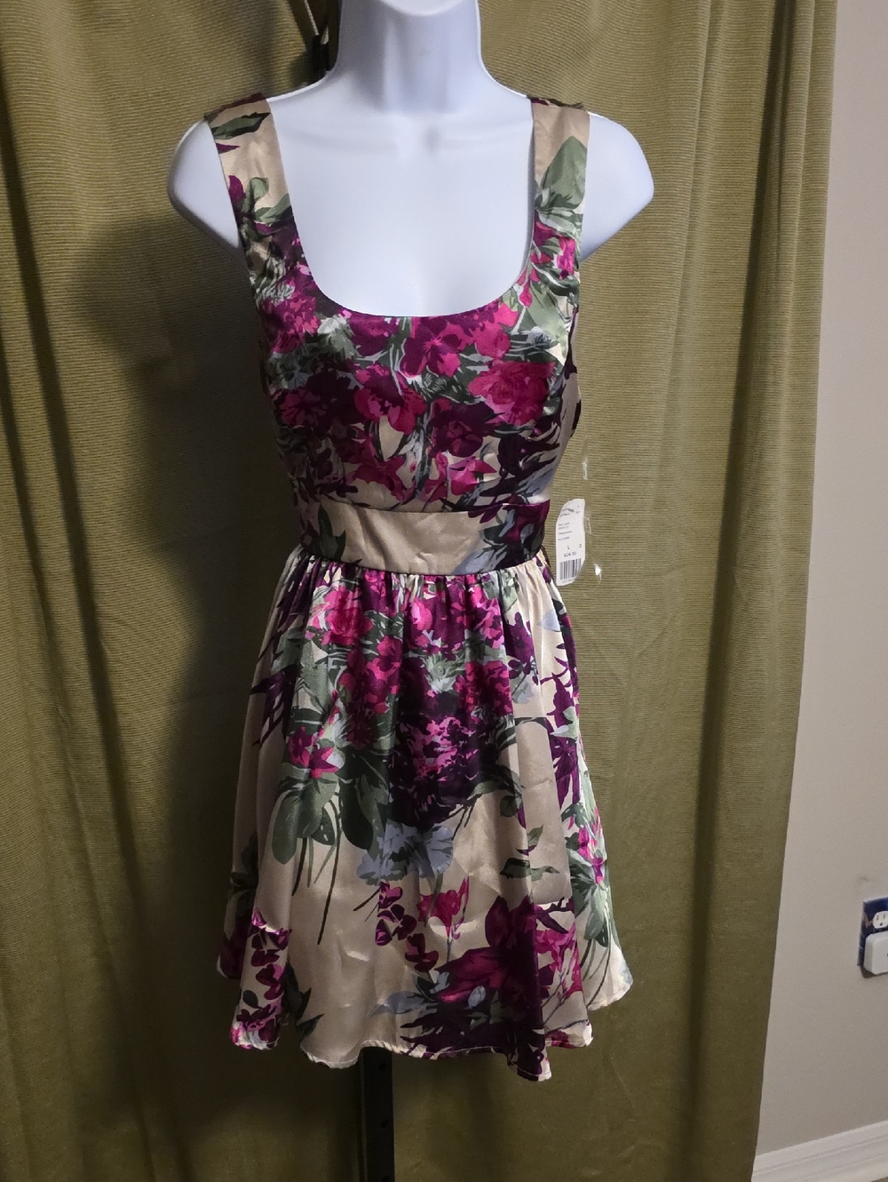 Forever 21 Cream Dress with Pink & Green Floral Print